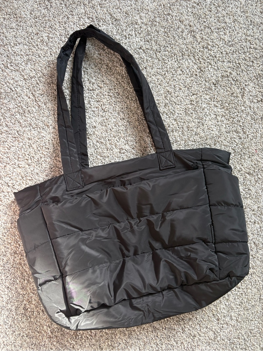Black Quilted Laptop Tote Bag for Women — Padded Everyday Work Bag